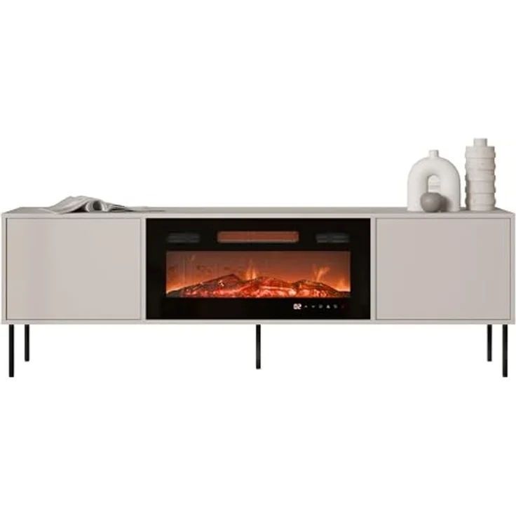 TV-Lowboard Domi 180 2D EF mit Kamin (Farbe: Cashmere) – Bild 1