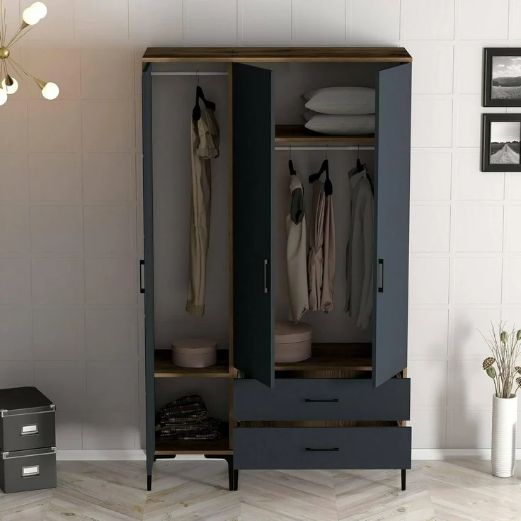 Dmora Kleiderschrank 3 Türen Shaula 120x47,5 cm Braun – Bild 5