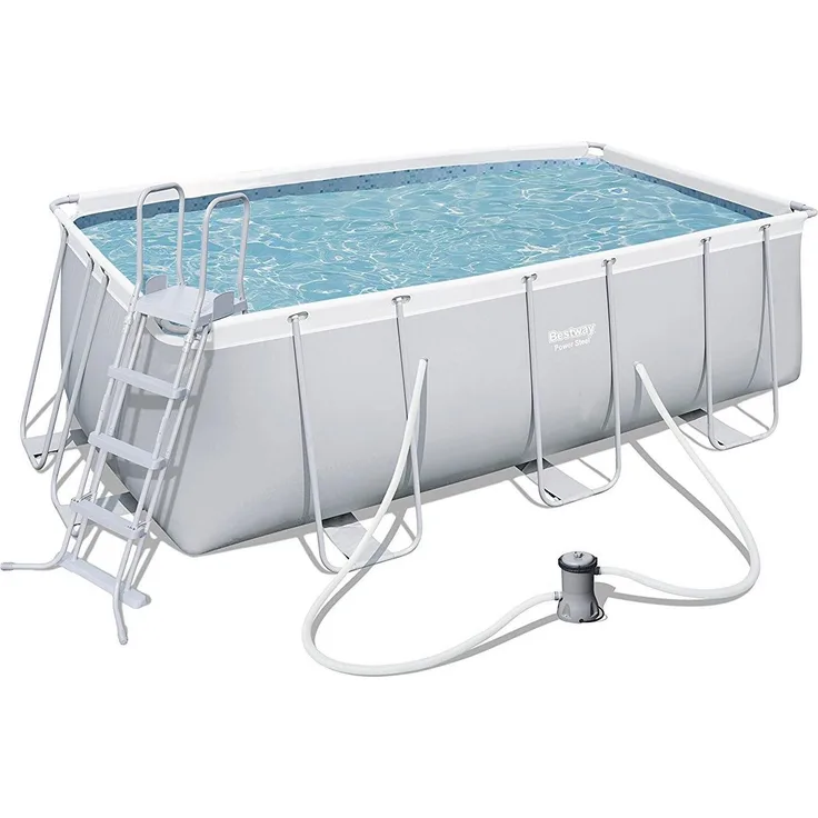 Bestway Frame Pool Set viereckig, grau, 412 x 201 x 122 cm, 56456