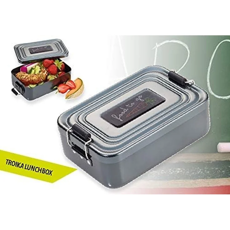 TROIKA Lunchbox FOOD TO GO mit Bügelverschluss – robuste Brotdose aus Aluminium, für Alltag, Schule und Büro, nostalgische Lunch-Box, rostfrei – Bild 2
