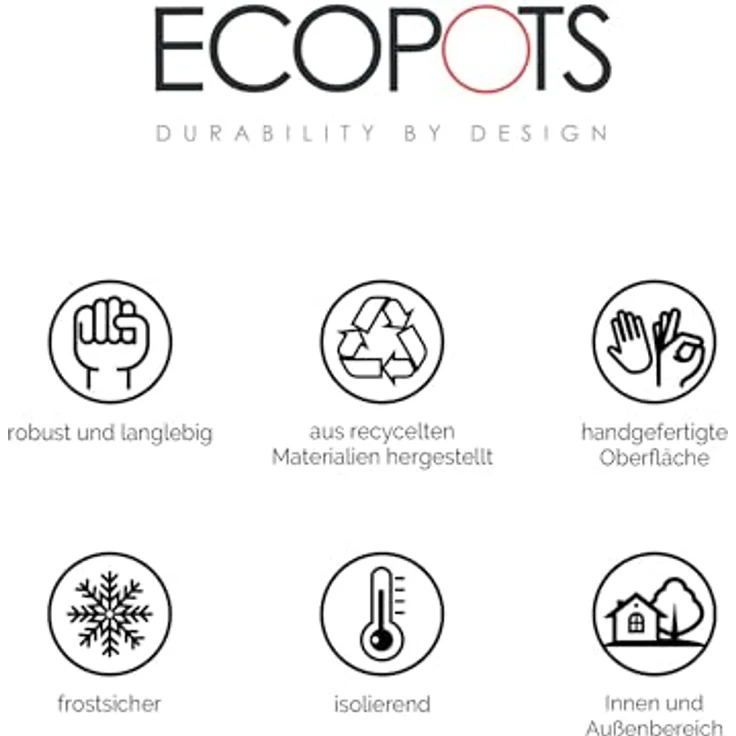 ECOPOTS Blumentopf AMSTERDAM HIGH White Grey, BxTxH: 41x41x76 cm – Bild 6