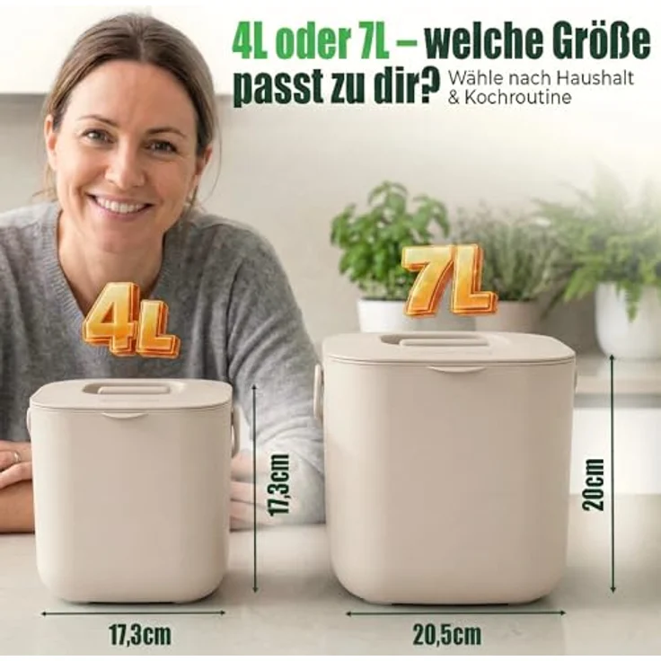 YourCasa Biomülleimer YourCasa® Biomülleimer Küche - Komposteimer für alltäglichen Biomüll, Mit Sieb, Spülmaschinenfest – Bild 4