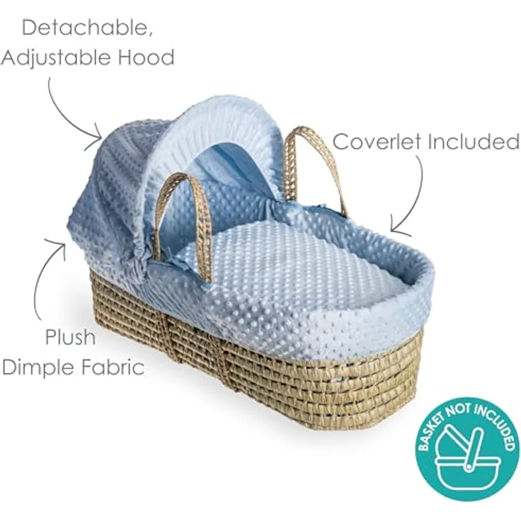 Clair de Lune Dimple Bettwäsche-Set für Babykörbchen (Korb Nicht im Lieferumfang enthalten), Blau – Bild 4