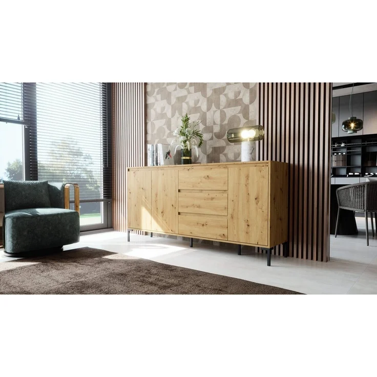 Newroom Sideboard Artisan Eiche 170 cm, Wildeiche Sideboard Vintage Industrial Highboard Anrichte Wohnzimmer – Bild 1