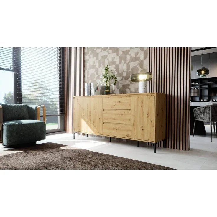 Newroom Sideboard Artisan Eiche 170 cm, Wildeiche Sideboard Vintage Industrial Highboard Anrichte Wohnzimmer