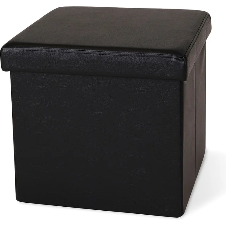 dibea Sitzhocker mit Stauraum, multifunktionaler Hocker aus Kunstleder, pflegeleicht & komfortabel, 38x38x38 cm, schwarz – Bild 2