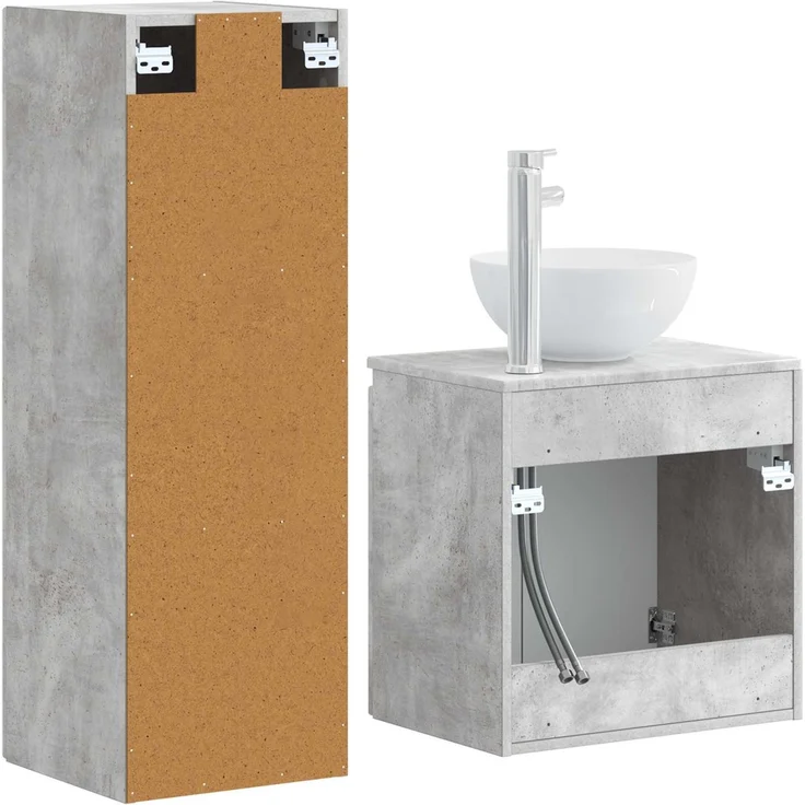 vidaXL Badezimmerschrank-Set 2 stk. Betongrau 33 x 34,5 x 100 cm 3406116 – Bild 5