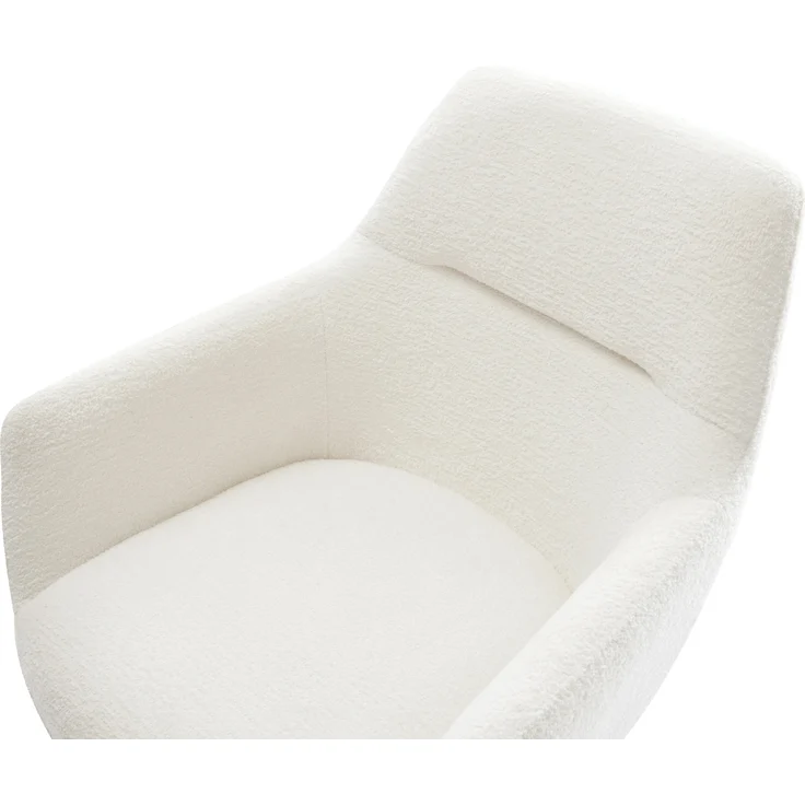 Drehstuhl Pejo-Flex Bouclé Soft Beige Kreuzgestell breit Edelstahl 360° drehbar Wippfunktion Taschenfederkern – Bild 4