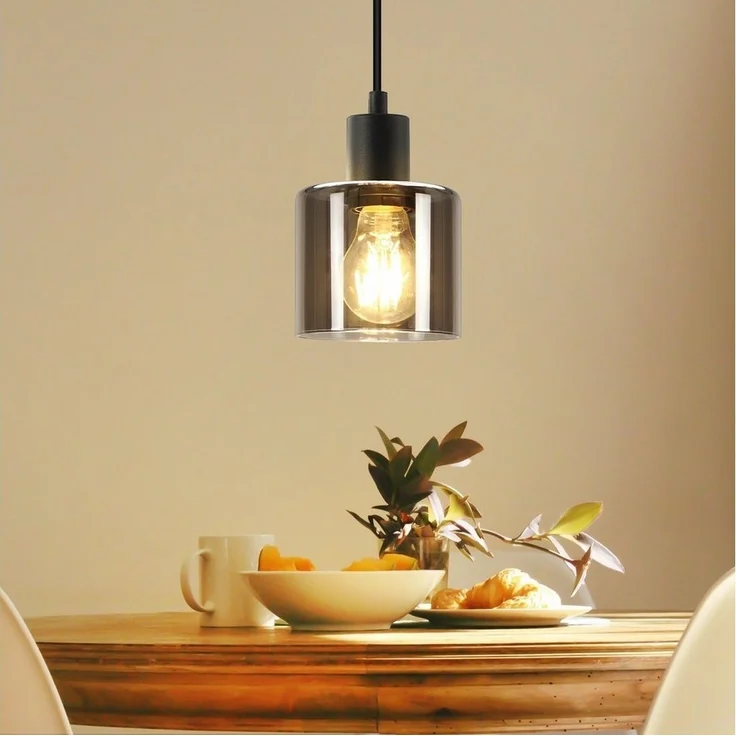 Nettlife Pendelleuchte Schwarz Vintage E27 Glas Esstisch 1/3 Flammig Wohnzimmer Hängelampe, Höhenverstellbar, LED wechselbar, Esszimmer Hotel Büro – Bild 1