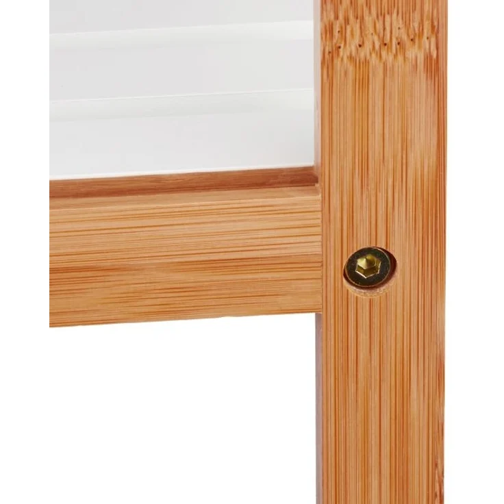 Relaxdays Badregal mit 3 Ablagen, Bambus / MDF, natur / weiß, 30 x 29 x 72 cm – Bild 7