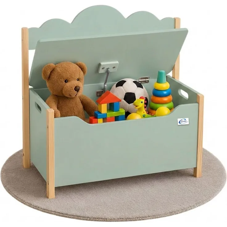 Coemo Truhe TRUDI mit Deckel Sitzbank für Kinder Spielzeugtruhe Mintgrün