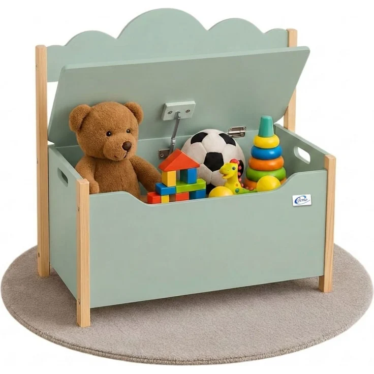 Coemo Truhe TRUDI mit Deckel Sitzbank für Kinder Spielzeugtruhe Mintgrün – Bild 1