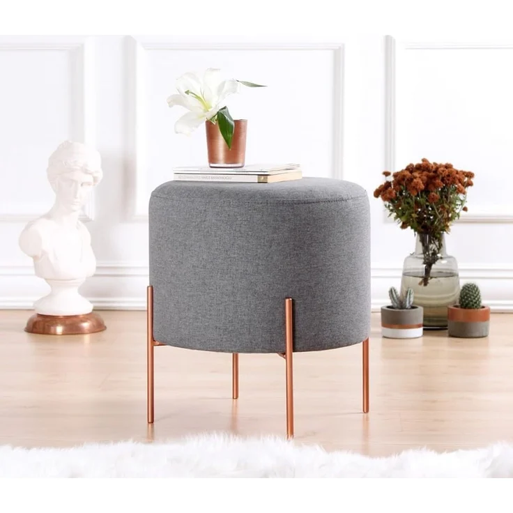 Hanah Home 'Copper 51 - Grey' Pouffe, Grau, 40 x 42 x 40 cm – Bild 2