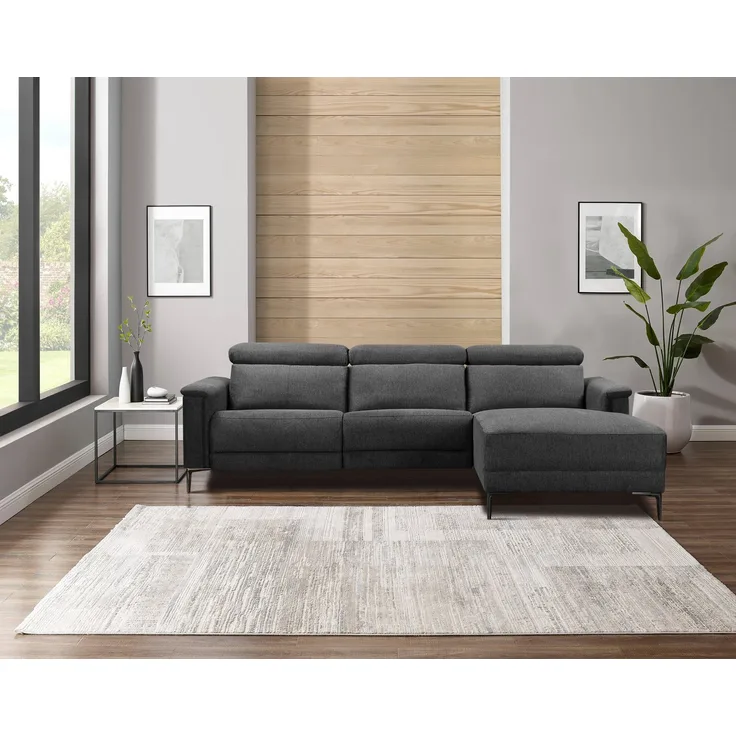 Places of Style Ecksofa Lund, L-Form, 261cm, mit man. o. elektr. Relaxfunktion und USB/ Kopfteilverstellg