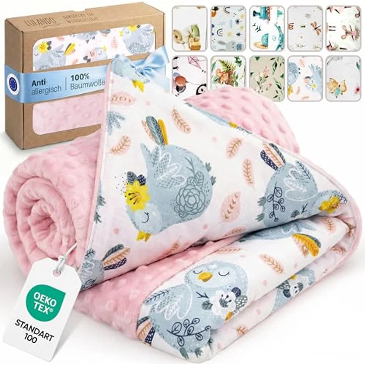 Babydecke LULANDO 100x75 cm flauschige Kuscheldecke für Neugeborene, Lulando, antiallergisch, pflegeleicht, 100% Baumwolle – Bild 2
