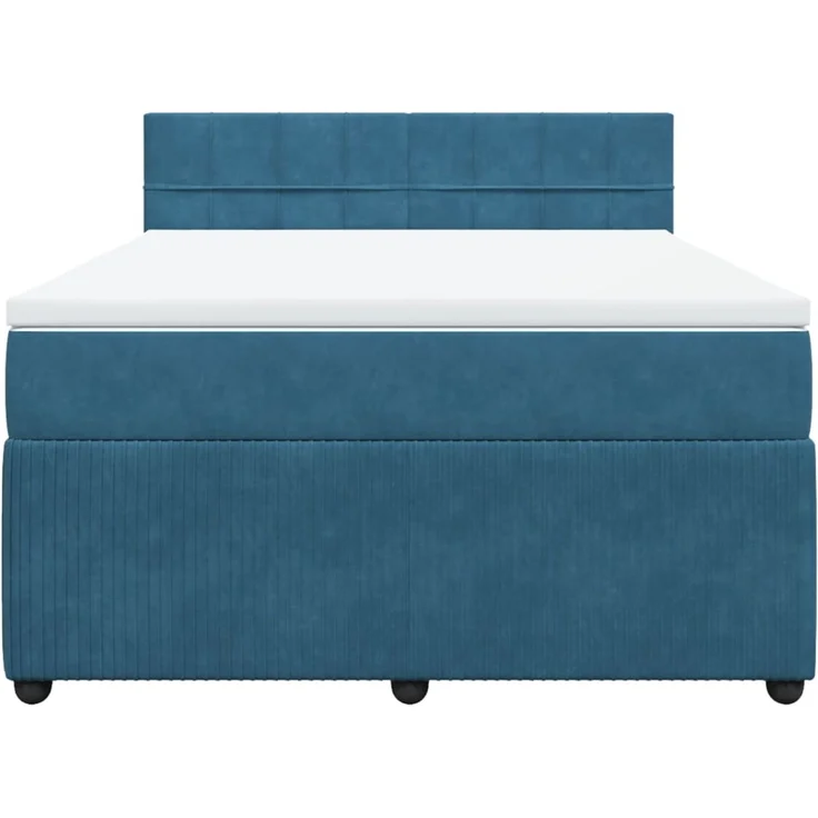 vidaXL Boxspringbett mit Matratze Blau 140x190 cm Samt 3287738 – Bild 3