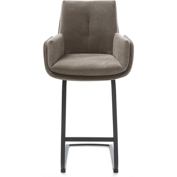 Barstuhl Clea-Flex Strukturstoff Soft Taupe Freischwinger Flach Metall Schwarz – Bild 3