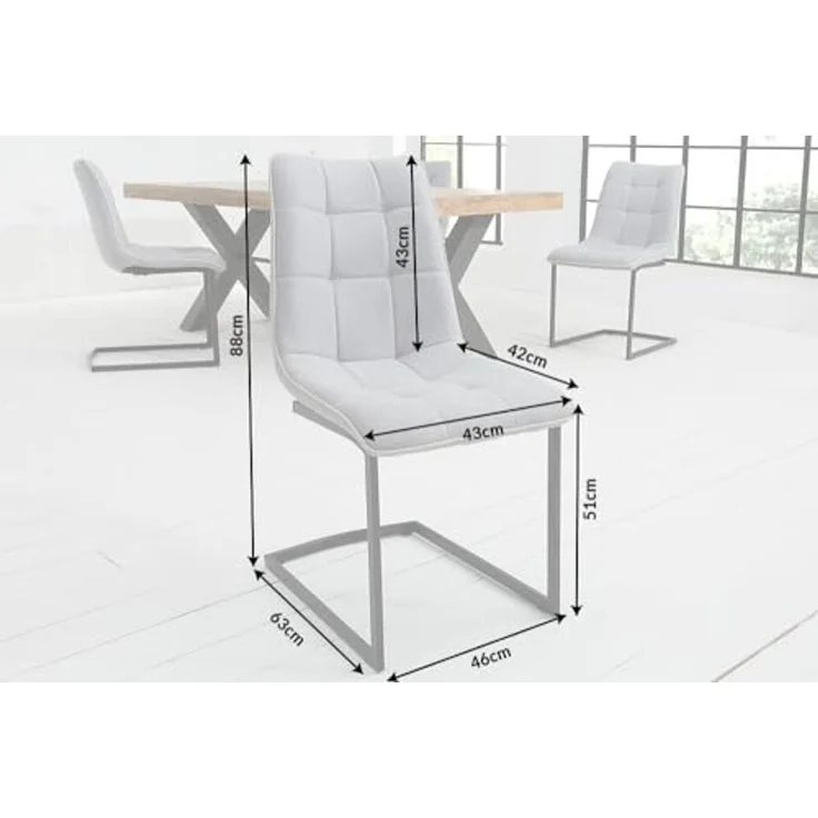 riess-ambiente Freischwinger MIAMI hellgrau / schwarz (1 St), Esszimmer · Webstoff · Metall · Industrial – Bild 3