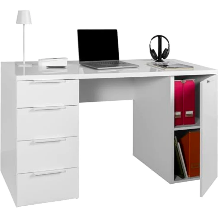 Schreibtisch Eboli / Espresso, Weiß, 146 x 75 x 60 cm – Bild 4