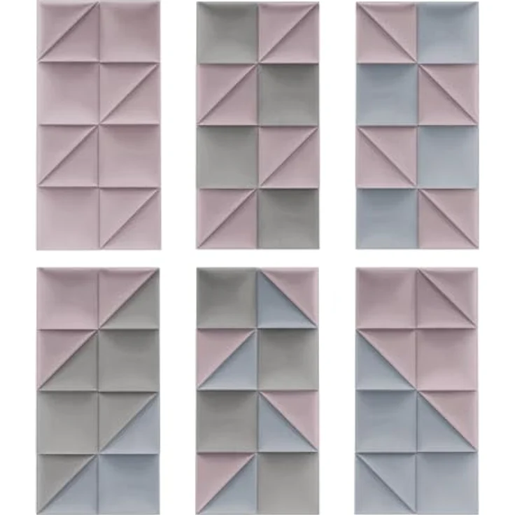 MOLLIS Polsterplatte, Dreieckiges und Dekoratives Wandpaneel, Geeignet als Bettkopfteil oder Aufprallschutz, Reduziert Schall und Verbessert Akustik, aus Schaumstoff, 30 x 30 cm, Lavendel – Bild 5