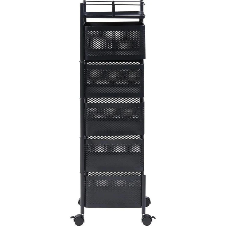 Rollwagen Sunndal mit 5 Ebenen 94,5x27x27cm Schwarz [en. casa] – Bild 6