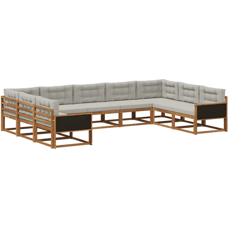 vidaXL Outdoor-Sofagarnitur 9 stk. 9-Sitzer Natur und Hellgrau 3382874 – Bild 2
