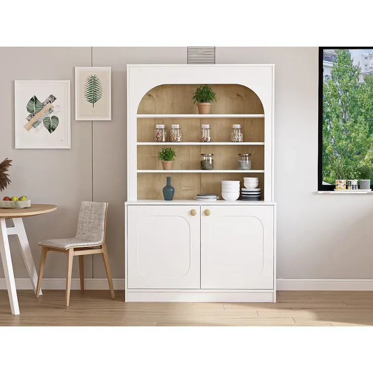 Vente-unique - ANZILA Küchenmöbel Holz, Platte BeigeWeiß - B 45 cm x H 180 cm x L 120 cm