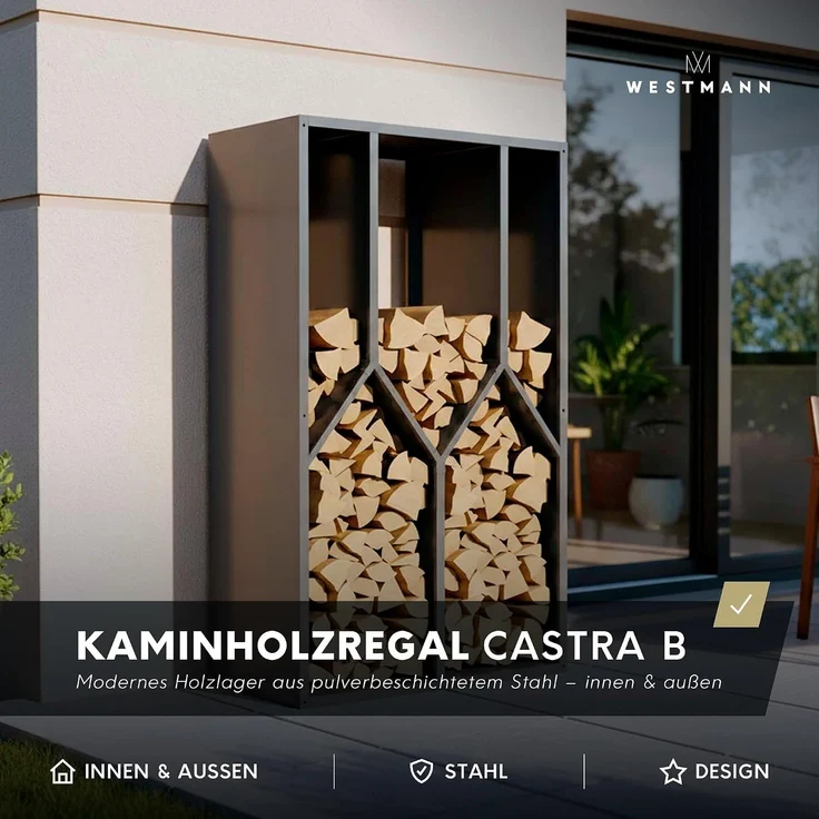 Westmann Castra B | Metall Kaminholzregal innen – Bild 2