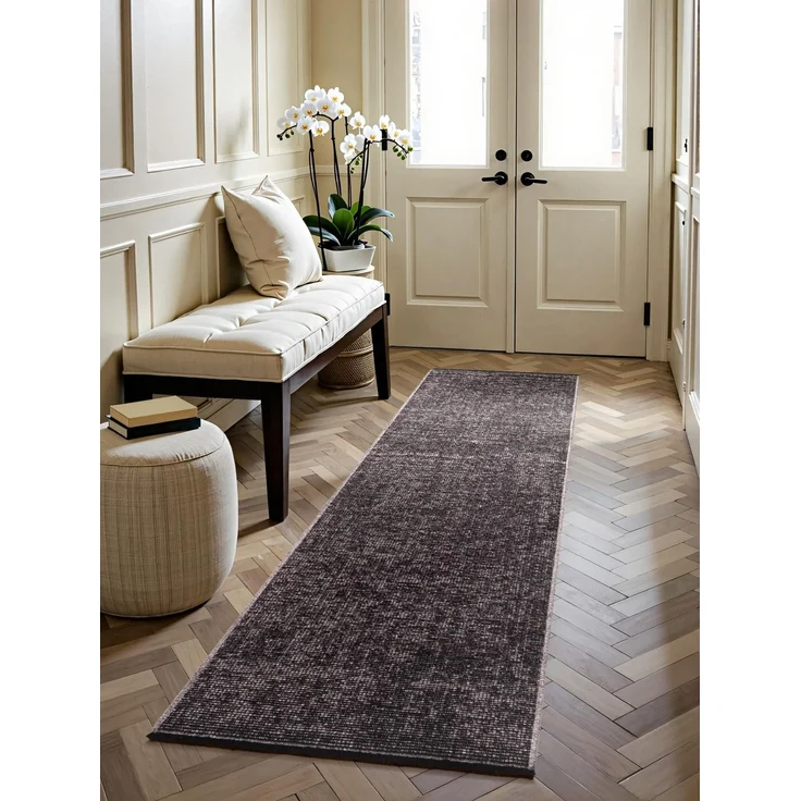 Elle Decoration Brilliance - Kurzflor Läufer Prisma, Wohnzimmerteppich mit Raster Design, Kachel, Quadrat Muster, Glänzender, Moderner Teppich für Wohnzimmer, Schlafzimmer - Braun, 80x250 cm