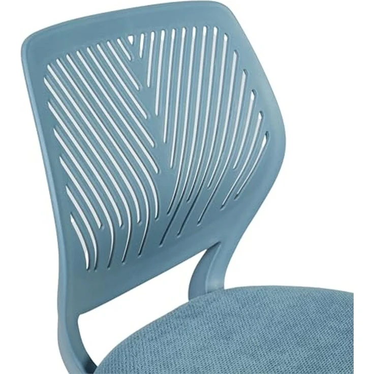 FurnitureR Blauer Schreibtischstuhl, modernes Design, robuster Kunststoff mit gepolstertem Komfortsitz, vielseitiger Gebrauch für Zuhause, Büro, platzsparend, mit Mobilitätsrollen, Geschenk für Kinder – Bild 7