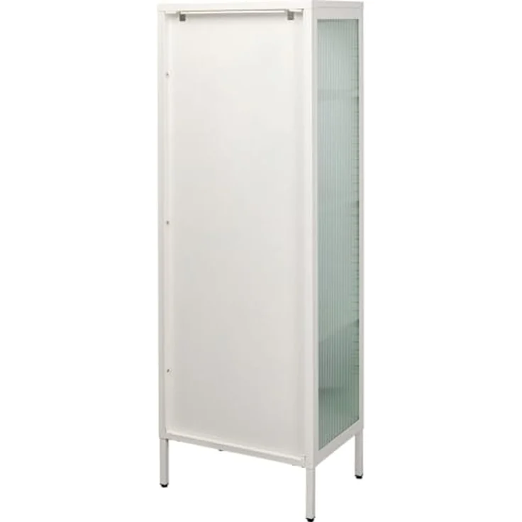 Kare Design Vitrine Naxos, Weiß, Kommode, Aufbewahrung, Stahlgestell, Glas Tür, Wohnzimmer, Flur, Schlafzimmer, 150 x 50 x 35 cm – Bild 4