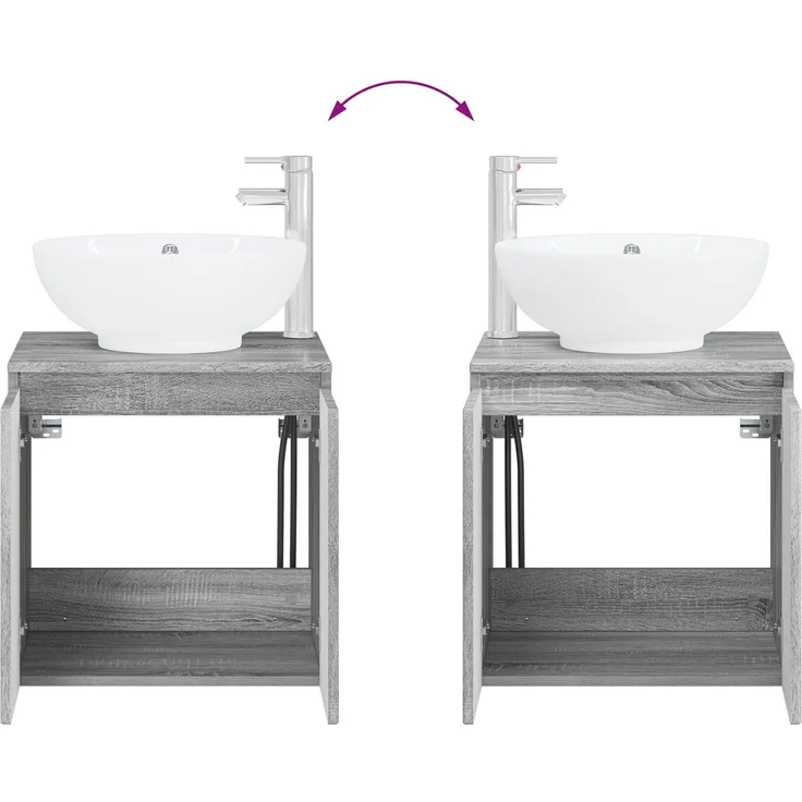 vidaXL Badezimmerschrank-Set 2 stk. Grau Sonoma 79,5 x 44,5 x 80 cm 3404090 – Bild 9