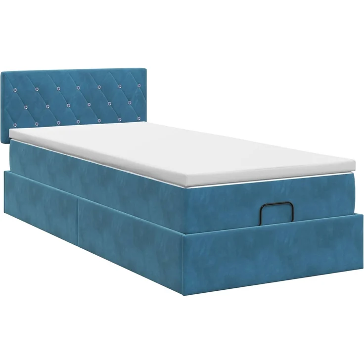 vidaXL Ottoman Bett mit Matratze Dunkelblau 100 x 200 cm Samt 3456469 – Bild 9