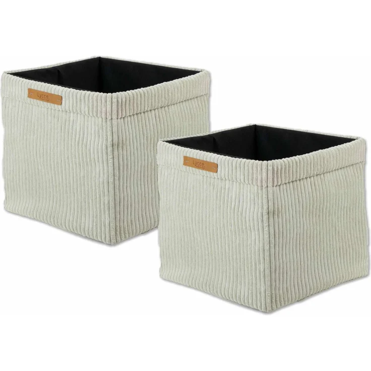 Lycce faltbare Aufbewahrungsbox, 2er Set - Cord, passend für Kallax Regal, abnehmbarer Bezug, robust, formstabil Beige 31x33x33cm – Bild 1