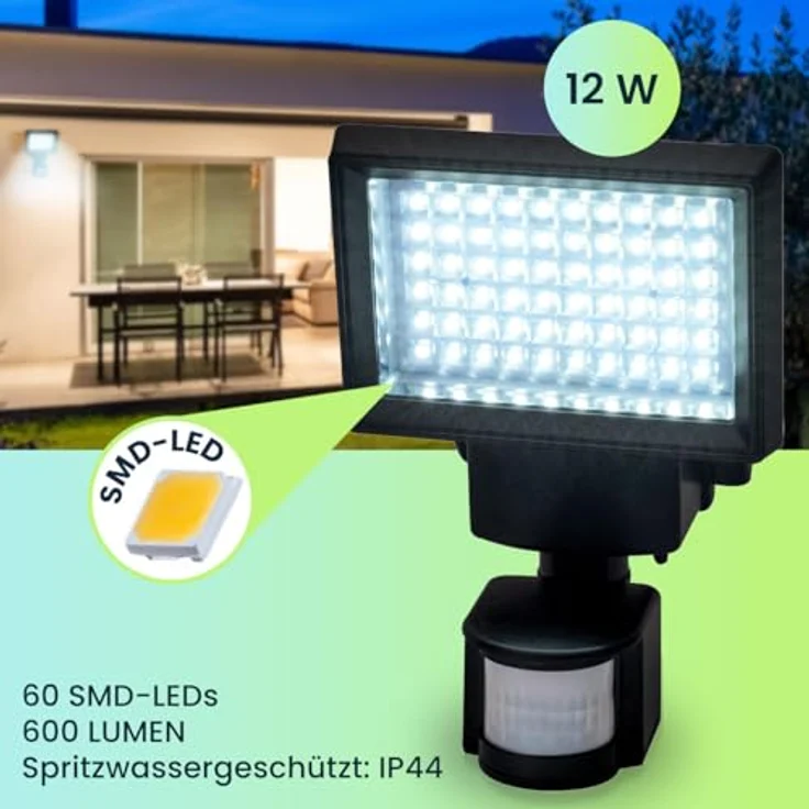 Casativo LED Solar-Strahler mit Bewegungsmelder, 600 Lumen, spritzwassergeschützt für Garten & Hof – Bild 4
