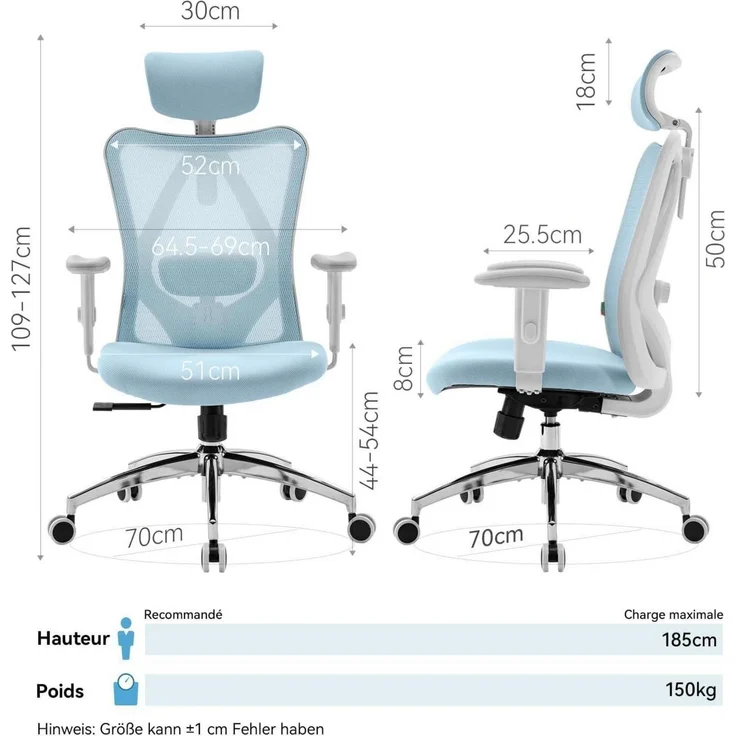 SIHOO M18 Bürostuhl ergonomisch mit Verstellbarer Kopfstütze und – Bild 2