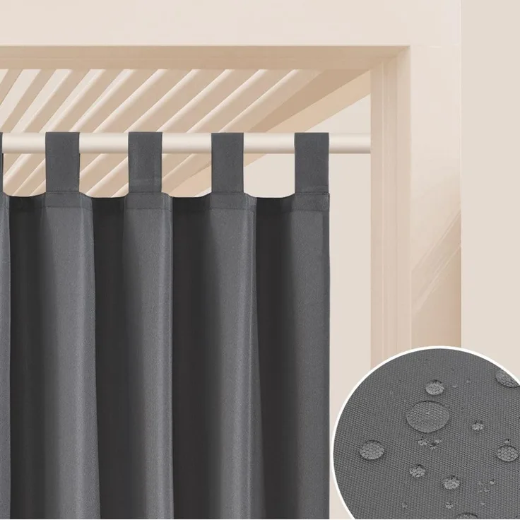 ROOM99 Outdoorvorhäng mit Schlaufen Garden Line 155x250 cm Breite x Höhe Outdoor Vorhang wetterfest Wasserdicht Sichtschutz Sonnenschutz Gardinen Garten Winddicht Dunkelgrau, 1 Stück