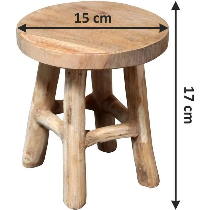Spetebo Blumenhocker Teak Blumenhocker - natur / Ø 15 cm (Packung, 1 St, Massivholz), Holz Pflanzen Ständer mit 4 Füßen – Bild 2