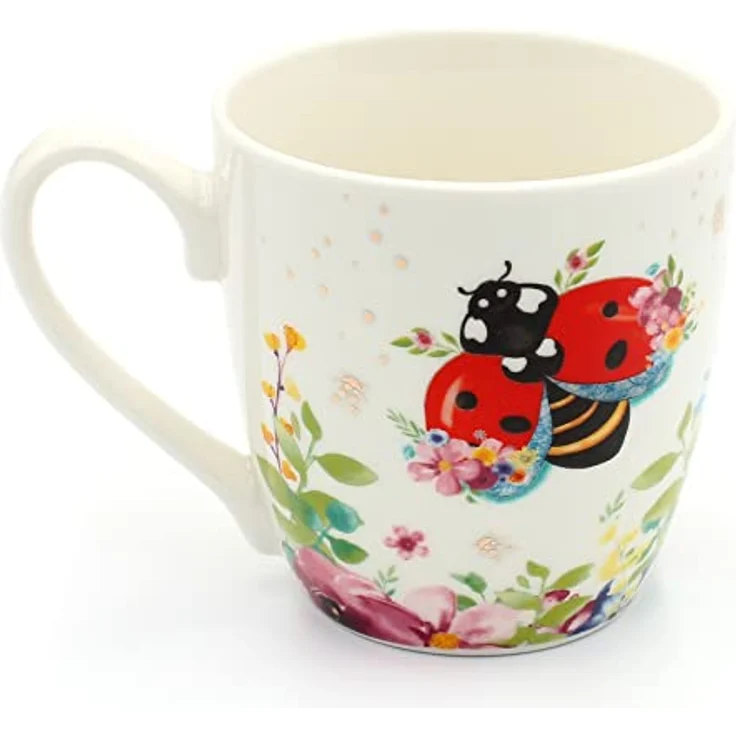 Dekohelden24 Tasse 2er Set Kaffeebecher Kaffeetasse aus Porzellan - Motiv: Biene und, Porzellan – Bild 5