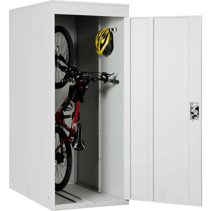 Fahrradgarage HWC-H66, Fahrradbox Gerätehaus Fahrradunterstand, erweiterbar abschließbar Metall ~ hellgrau – Bild 1