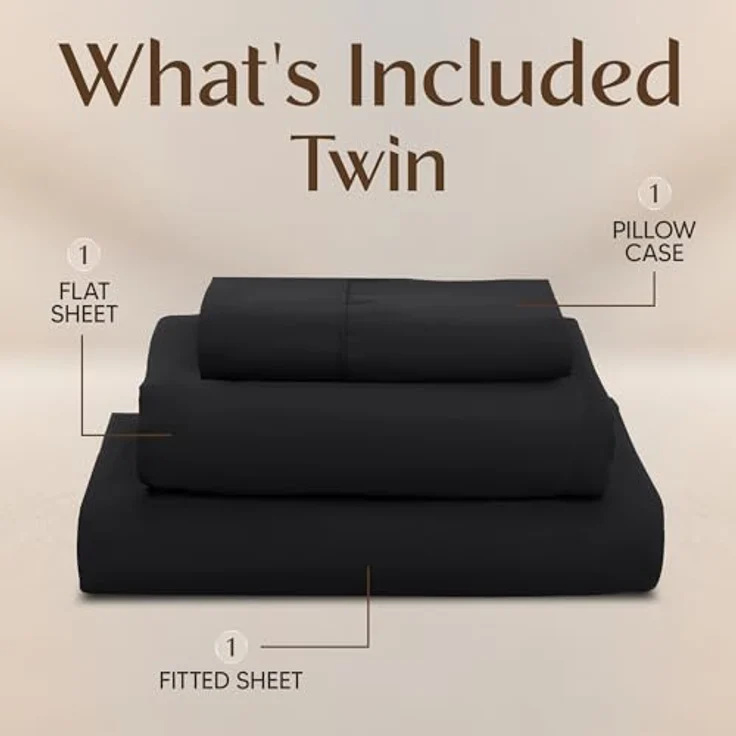 Utopia Bedding Bettwäsche-Set für Twin-Bett, 3-teilig, gebürstete Mikrofaser, schrumpft und lichtbeständig, pflegeleicht (Twin-Size-Bett, Schwarz) – Bild 4