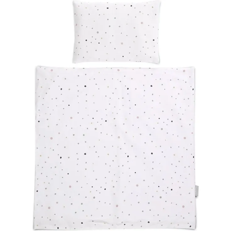 Lorelli Babybettwäsche-Set Eva 5-tlg Decke 75 x 75 cm, Kissen 29 x 42 cm, Bezüge weiß Punkte
