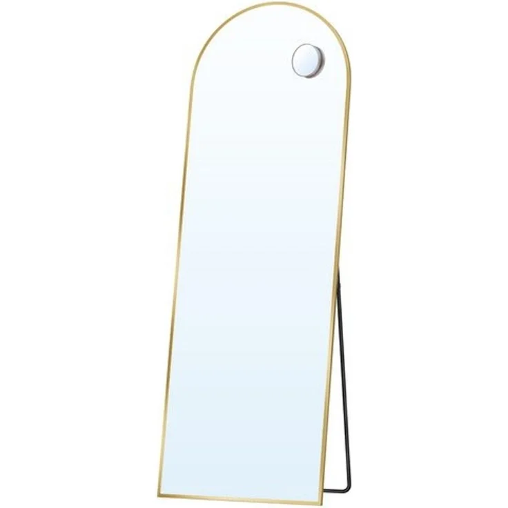 SONGMICS Ganzkörperspiegel mit Vergrößerungsspiegel, Sicherheitsglas, gewölbt, 160 x 50 cm, gold – Bild 4