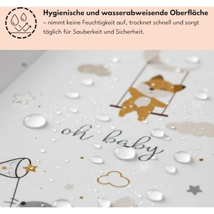 Wickelauflage 70x47 cm, Weiß mit Maus – abwaschbar & weich, profilierte Ränder für mehr Sicherheit – Wickeltischauflage für Wickelkommode – Baby Wickelunterlage mit Komfortfüllung – Bild 6
