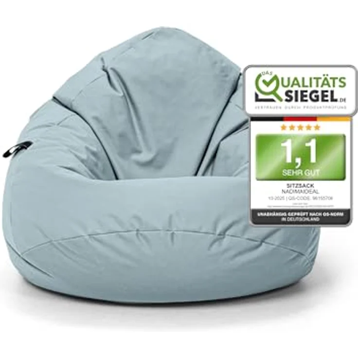 Nadimaideal Sitzsack Tropfenform Kastanie | Bodenkissen für Kinder & Erwachsene | Indoor & Outdoor | Gaming Sitzsack - Sitzkissen - Beanbag | Füllung EPS Perlen (Grau, XXL-Durchmesser 88 cm) – Bild 2