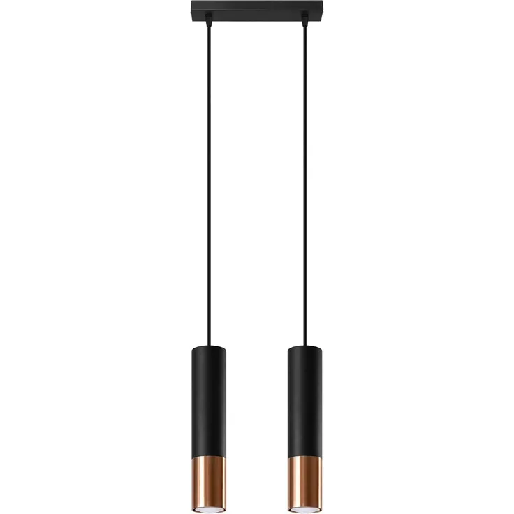 Pendelleuchte, Schwarz, Kupfer, Stahl, H 100 cm