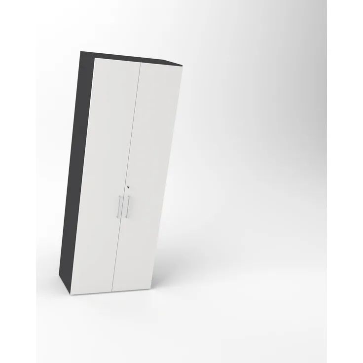 Rheinland Möbel Flügeltürenschrank Cabino 80×42×216 cm – abschließbarer Aktenschrank 6OH in Graphit/Grau mit 110° Drehtüren & Metallgriff
