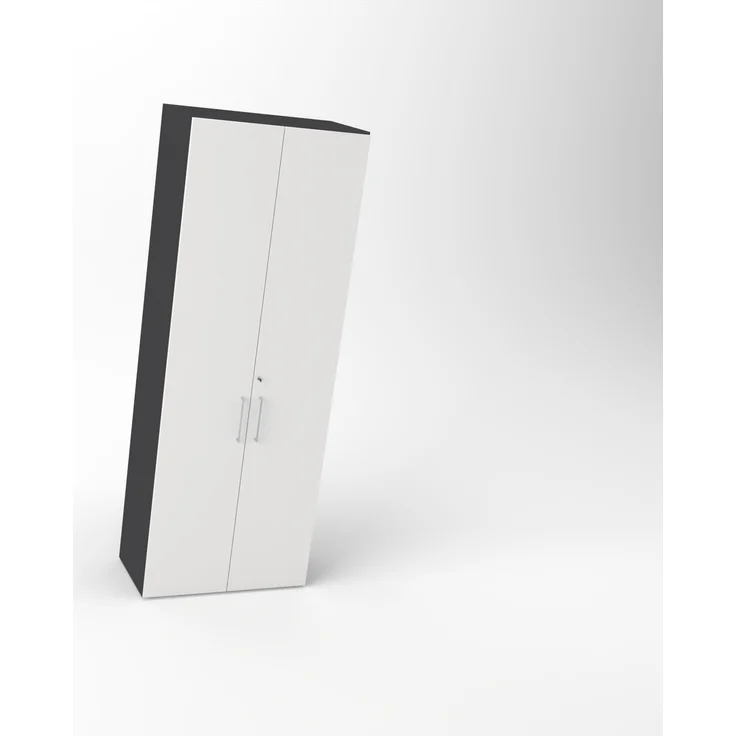 Rheinland Möbel Flügeltürenschrank Cabino 80×42×216 cm – abschließbarer Aktenschrank 6OH in Graphit/Grau mit 110° Drehtüren & Metallgriff – Bild 1