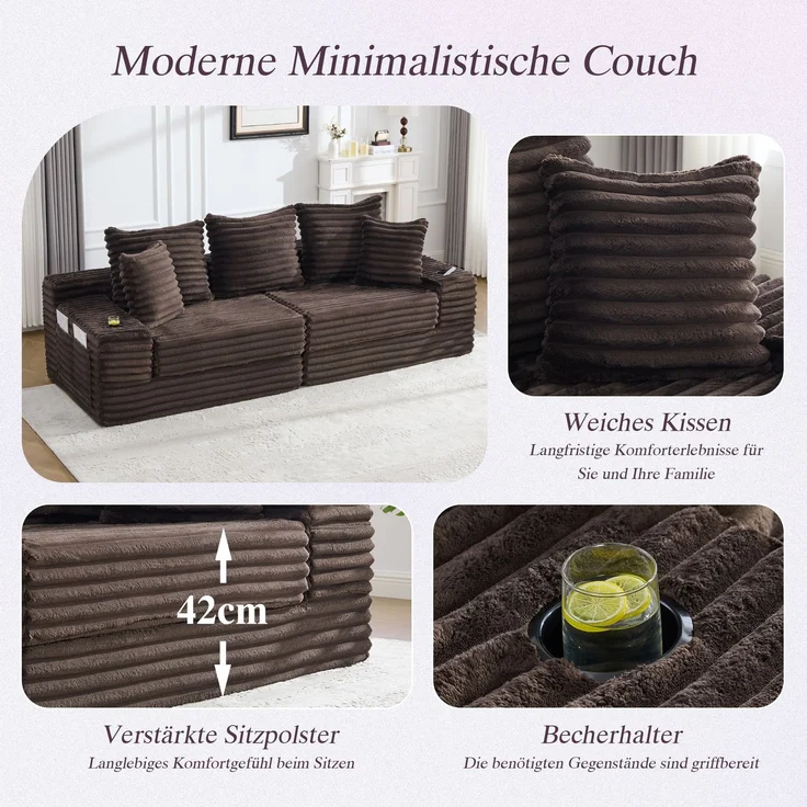 ZUBALIYA Schlafsofa 98x87 cm, mit Stauraum, mit Treppe, mit Leiter, mit Cordbezug, mit Schaumstoffpolsterung, Rot – Bild 7