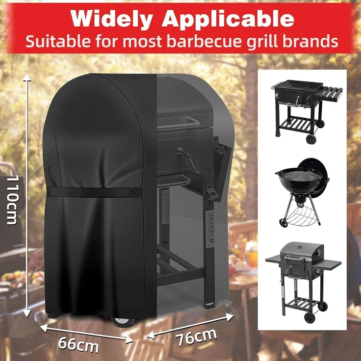  SPGOOD Grillabdeckung, wasserdicht, 420D Oxford-Stoff schwarz, 76 x 66 x 110 cm – Bild 2